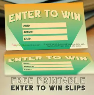 Printable Enter to Win Slips