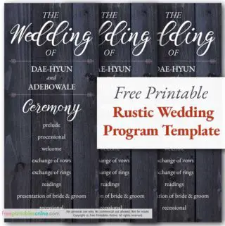 Rustic wedding program template