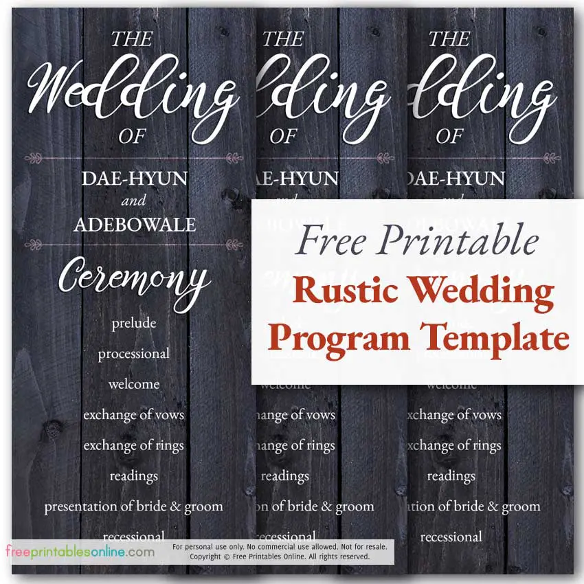 Editable Wedding Program Rustic Wedding Ceremony Program Msw1 Wedding Program Template Wedding Program Printable Instant Download Templates Weddings Gvara Pl