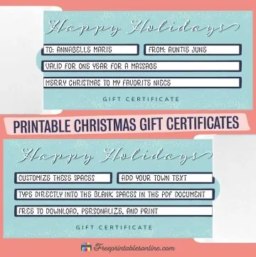 Free Printable Christmas Gift Certificate