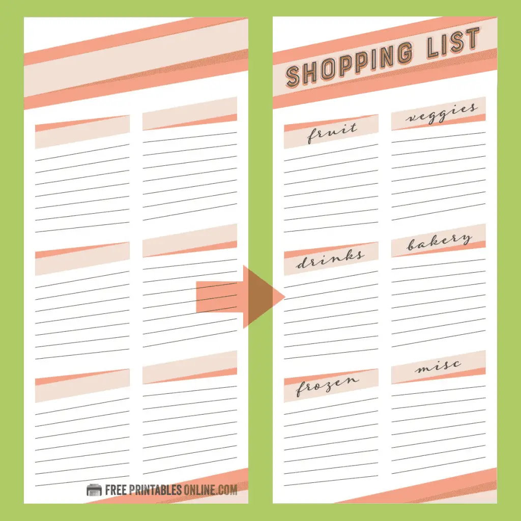 Coral Color Shopping List