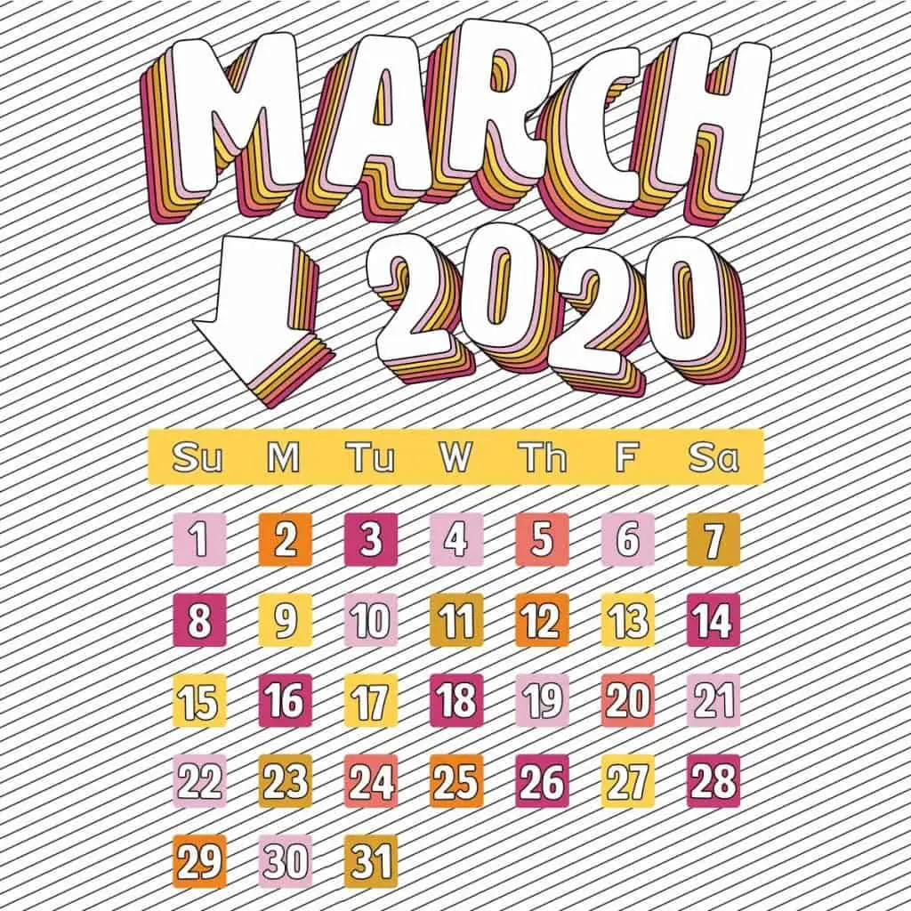 Image of March 2020 Calendar