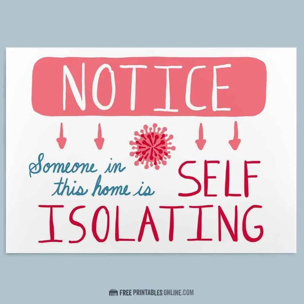 printable self isolation sign