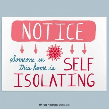Printable Self Isolating Sign