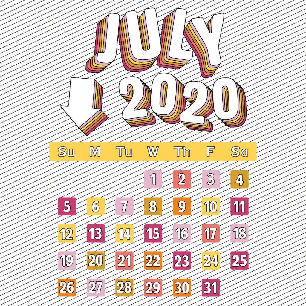 July 2020 calendar