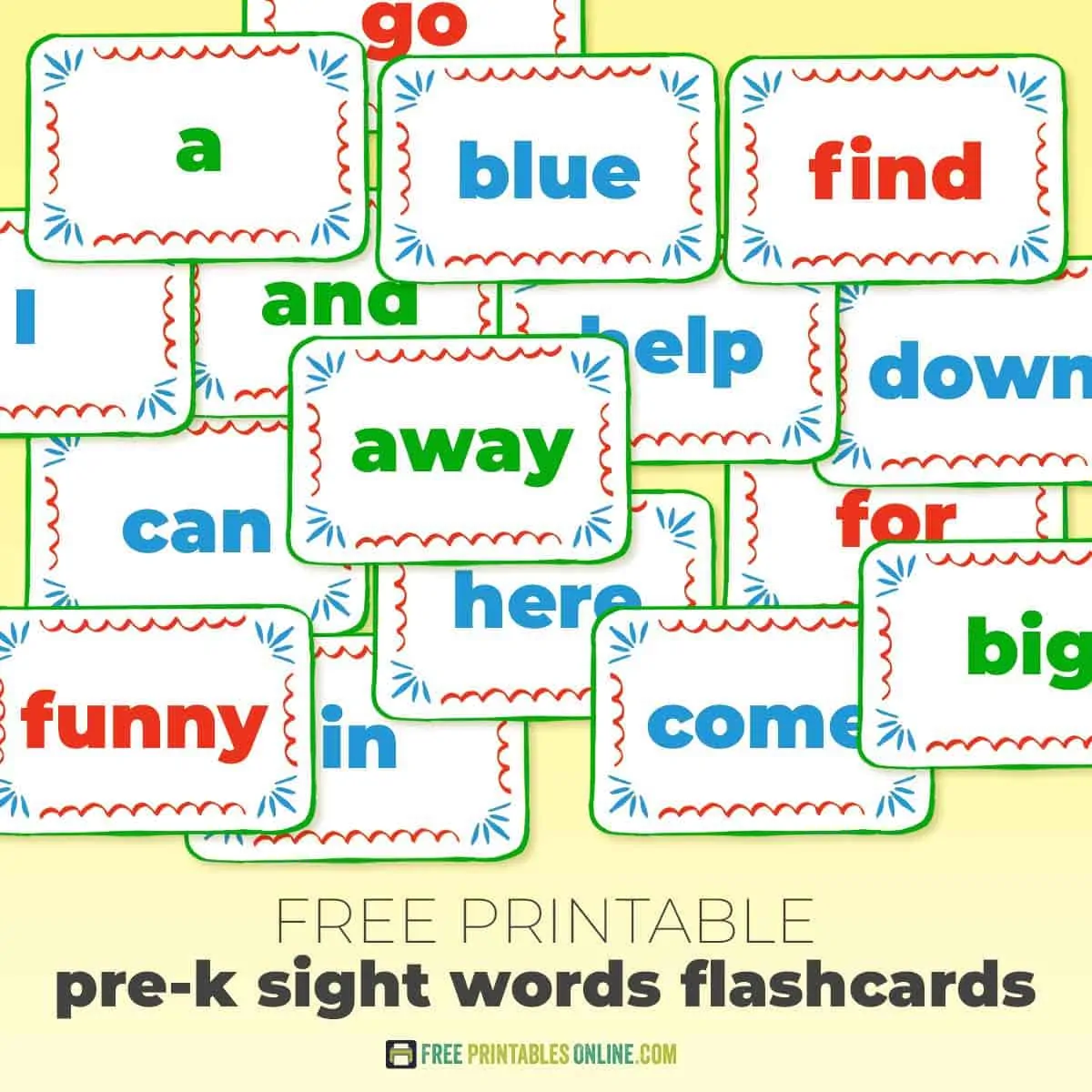 FREE Sight Word Flashcard Labels