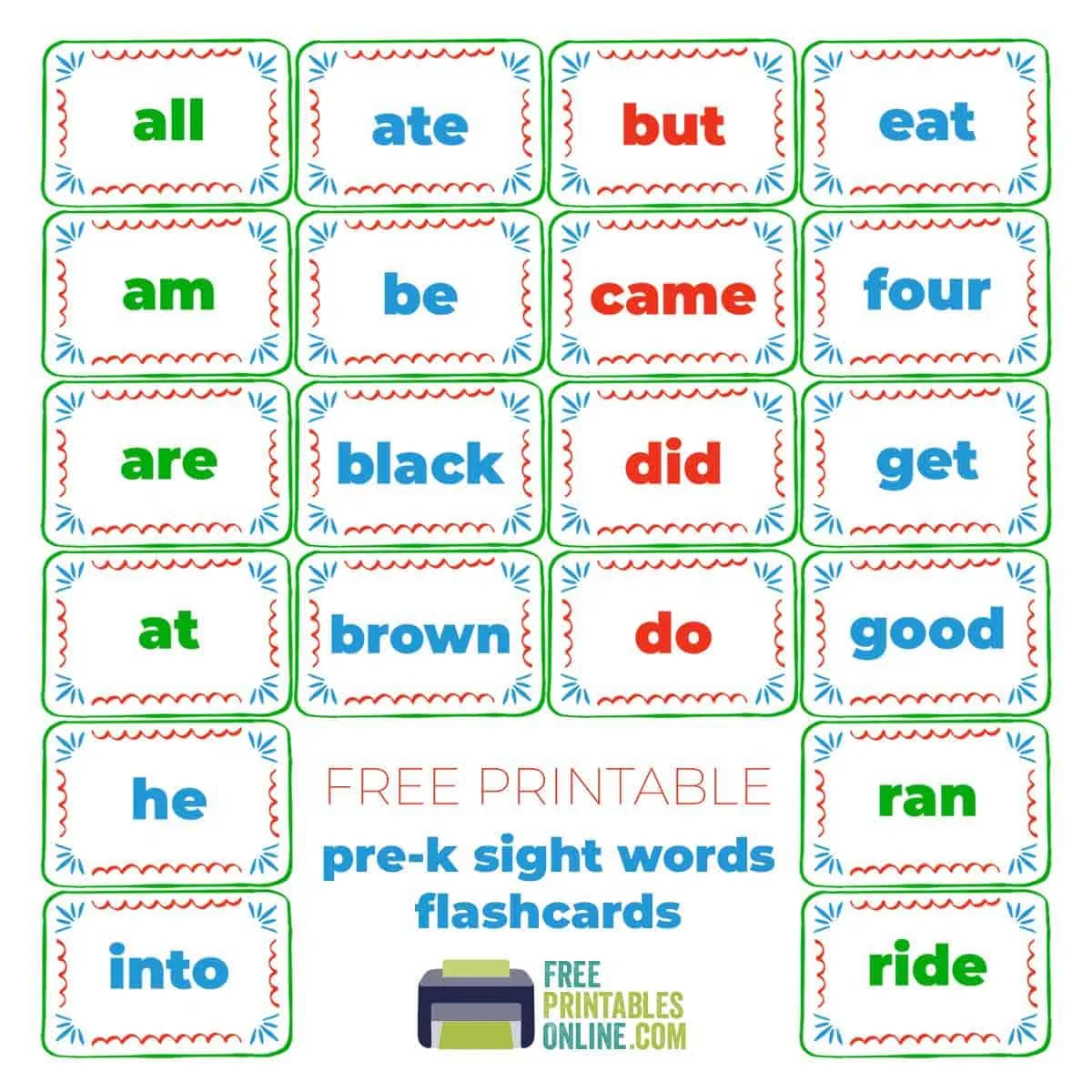 sight words printable