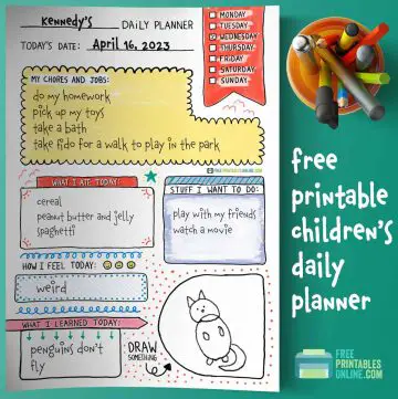 printable Children's Daily Planner