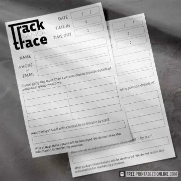 NHS Track and Trace Forms