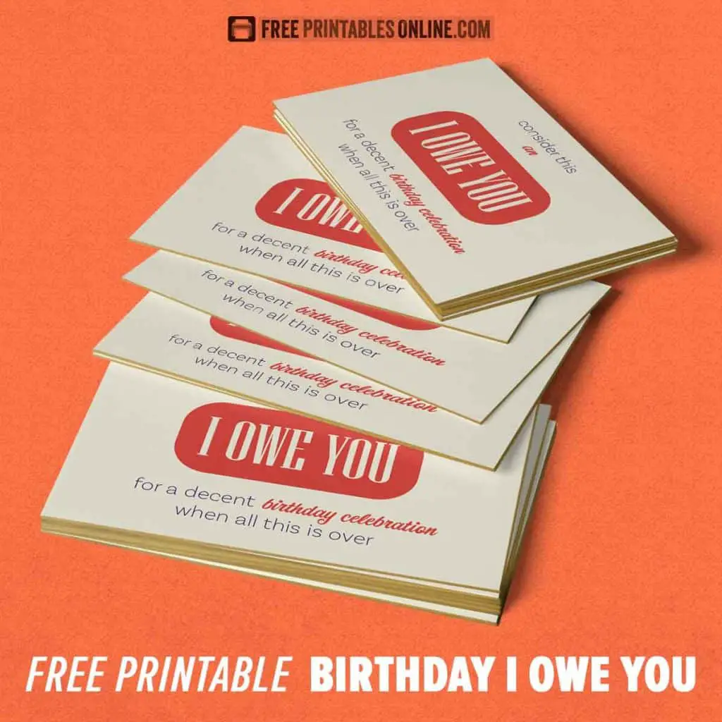 Birthday celebration IOU cards
