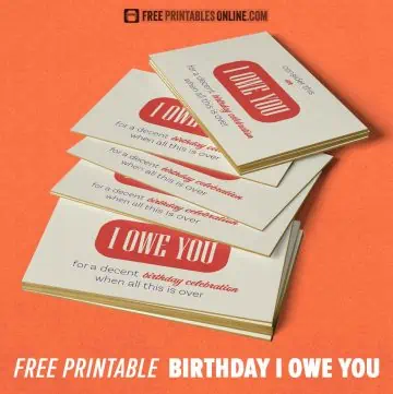 Birthday celebration IOU cards