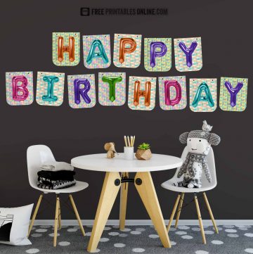 Foil Balloon Happy Birthday Banner to print