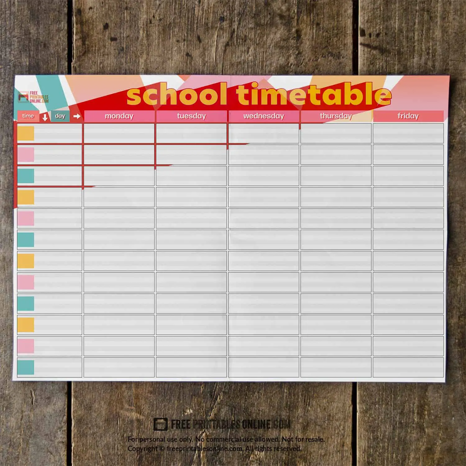 Printable School Timetable Templates Free Printables Online