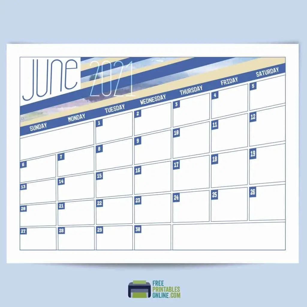 Free printable june 2021 calendar