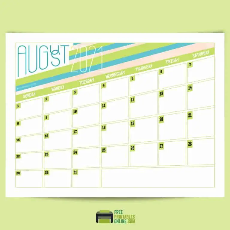 August 2021 calendar to download - Free Printables Online