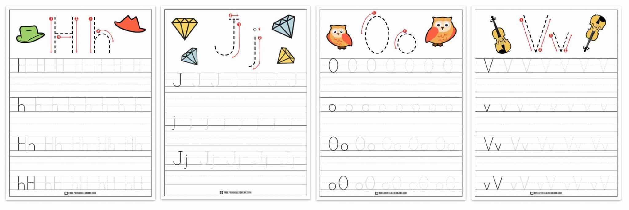 Free Printable Alphabet letter tracing worksheets for writing practice A-Z