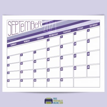 September 2021 Free Printable Calendar