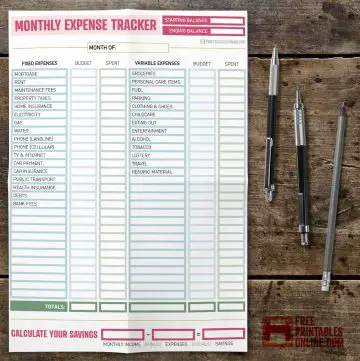 free printable monthly expense tracker