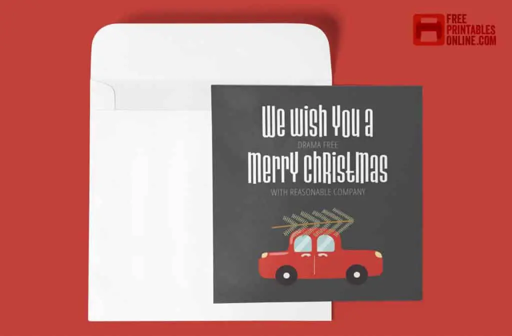 thumbnail image to show what the drama free christmas card you can download at end of post looks like