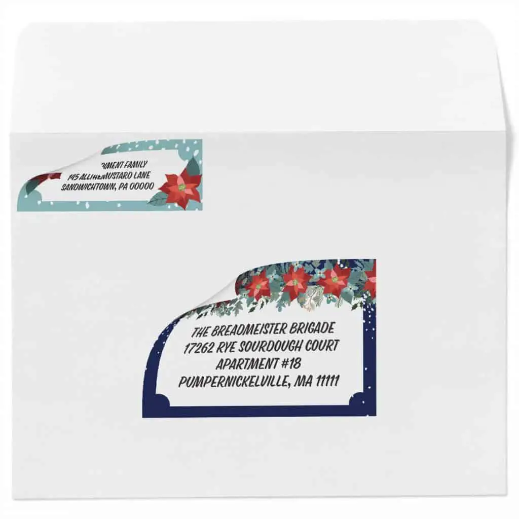 Christmas card address labels mock up on envelope
