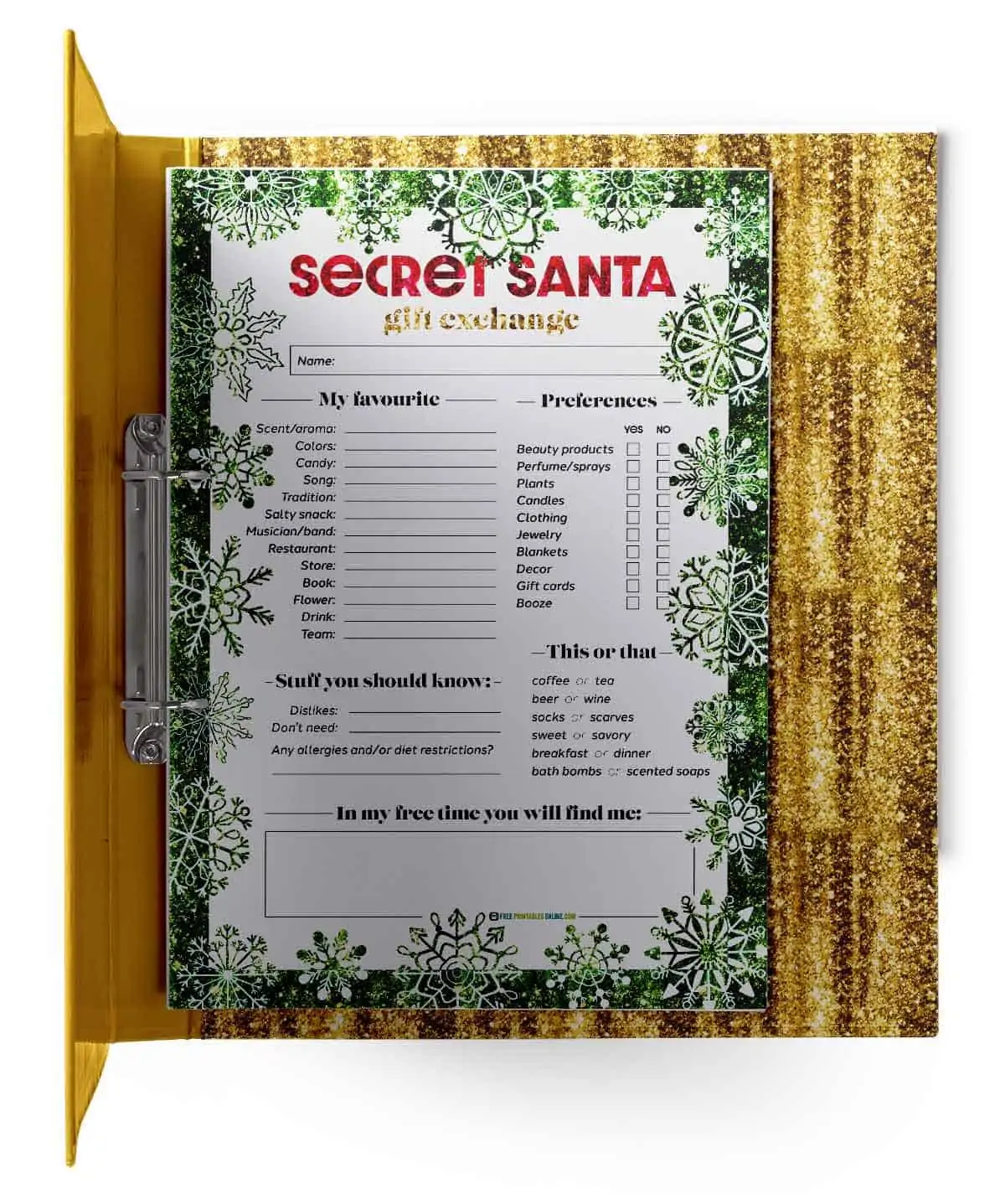 secret santa printable