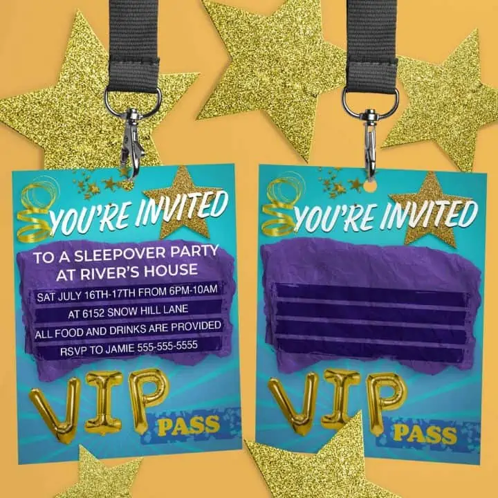 VIP sleepover pass - Free Printables Online