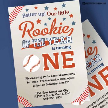 Rookie of the year invitation for first birthday party