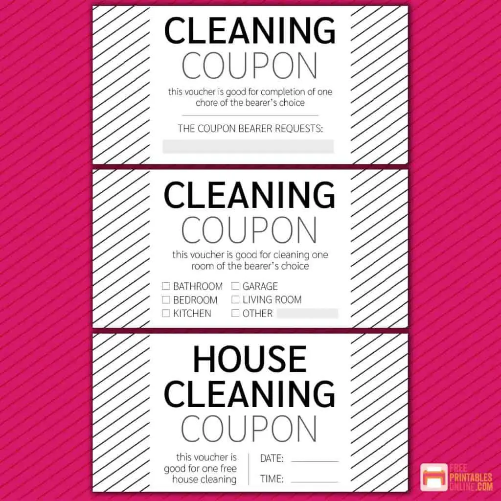 Mockup of three house cleaning coupons