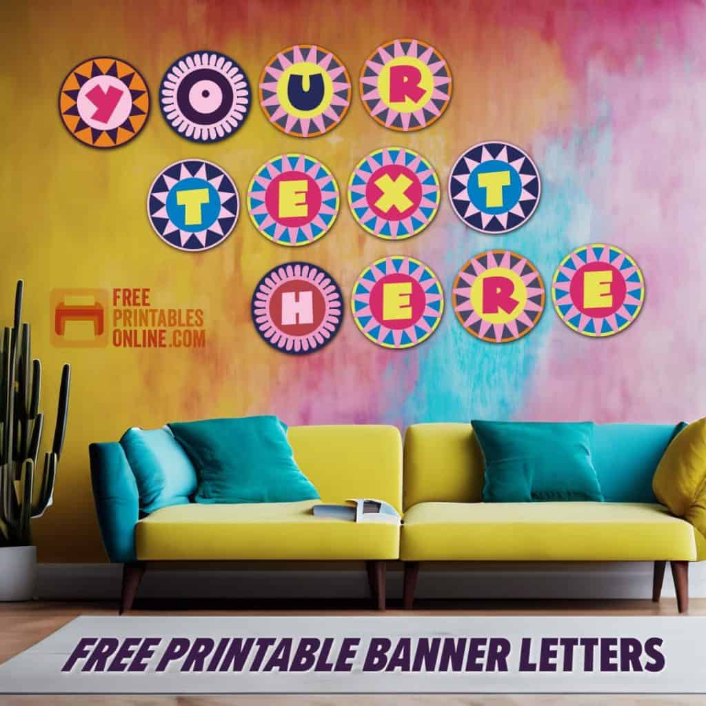 Image of a tye-dye-esque painted wall with a banner that reads "your text here"