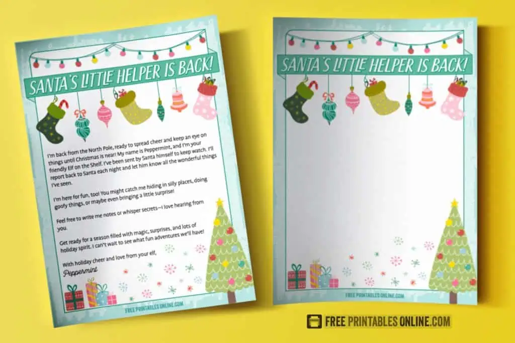 Mockup of elf on the shelf arrival letters