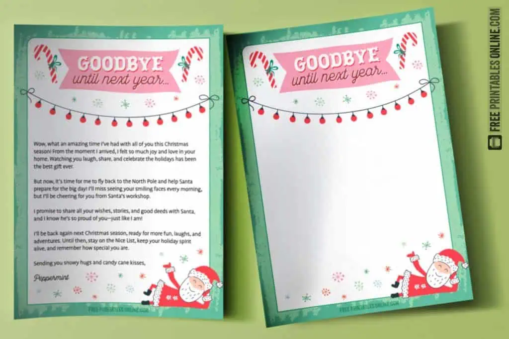 Mockup of elf on the shelf goodbye letters