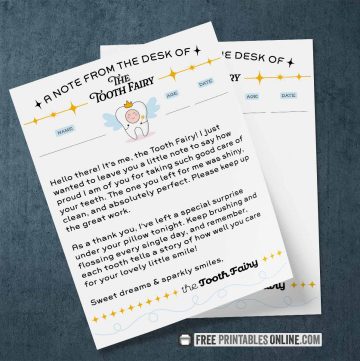 mockup of free printable tooth fairy letter