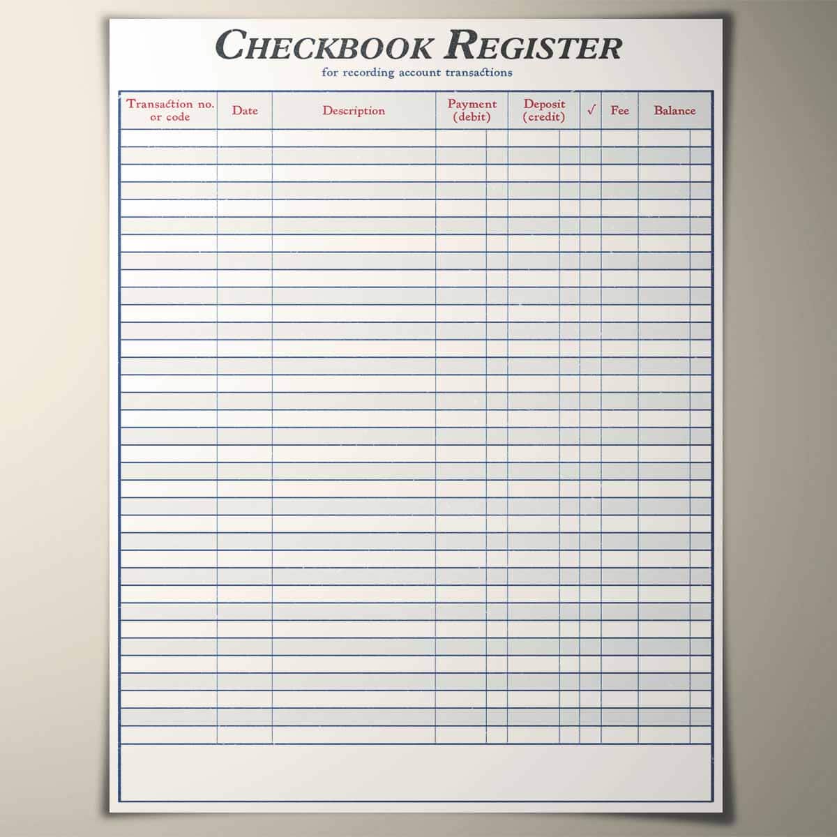 Printable check register - Free Printables Online