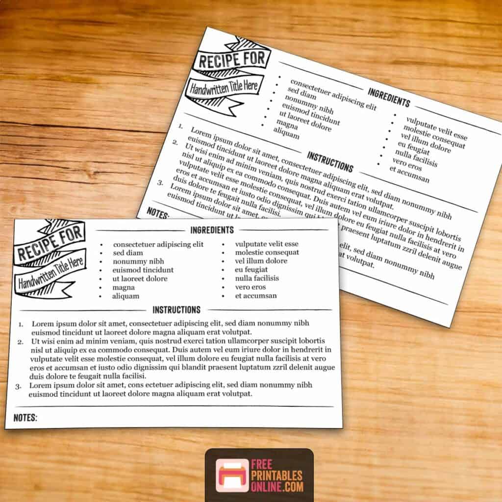 Handlettered foodie recipe cards