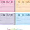 Colorful free printable IOU coupons