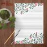 Watercolor branch in bloom lined stationery (US Letter)