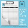 Printable Sign Up Sheet