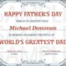 World's Greatest Dad Certificate (US Letter)