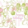 Pink and Green Floral Happy Holidays Card