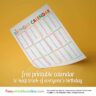 Colorful Birthday Calendar Printable