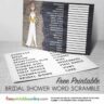 Bridal Shower Word Scramble Game Answer Sheet
