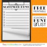Printable Scavenger Hunt List