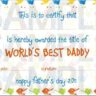 World's Best Daddy Printable Certificate (A4)