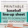 Baseball Lineup Sheet