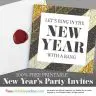 Confetti Chevron New Year's Eve Party Invitation