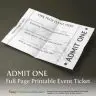 Printable Full Page US Letter Blank Event Ticket