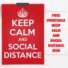 Keep calm and social distance sign (US Letter)