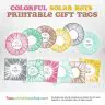 Colorful Printed Gift Tags with Solar Rays