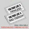 Printable You Park Like a... Cards