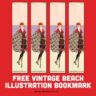 Vintage Beach Illustration Printable Bookmark
